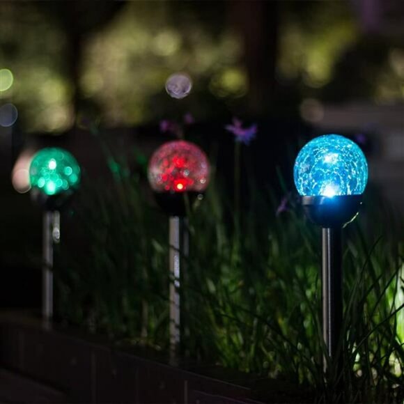 Solar Lights Outdoor Yard Decoration, Cracked Glass Ball Dual LED - Picture 8 of 14